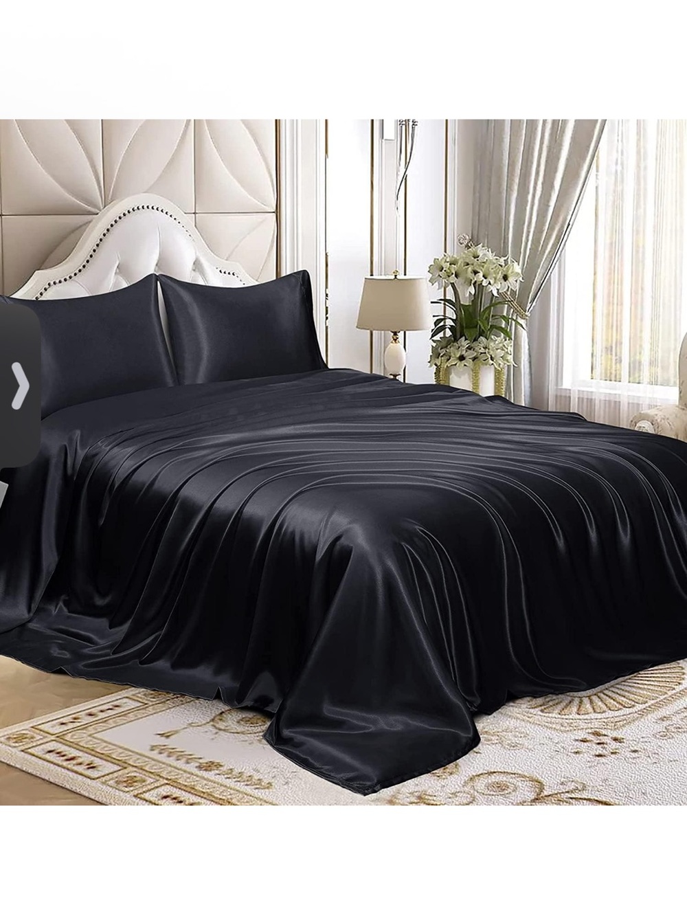 Luxury Satin flat sheet - Black